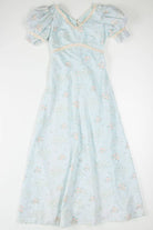 Puff Sleeve Blue Floral Dress