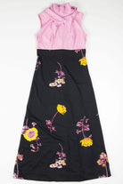 Pink & Black Floral Mock Neck Dress