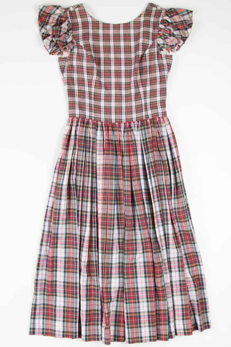 Plaid Ruffle Low Back Dress