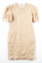 Peach Linen Beaded Dress