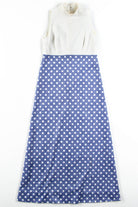 Blue Polka Dot Sleeveless Maxi Dress