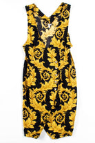 Black & Gold Floral Wrap Dress