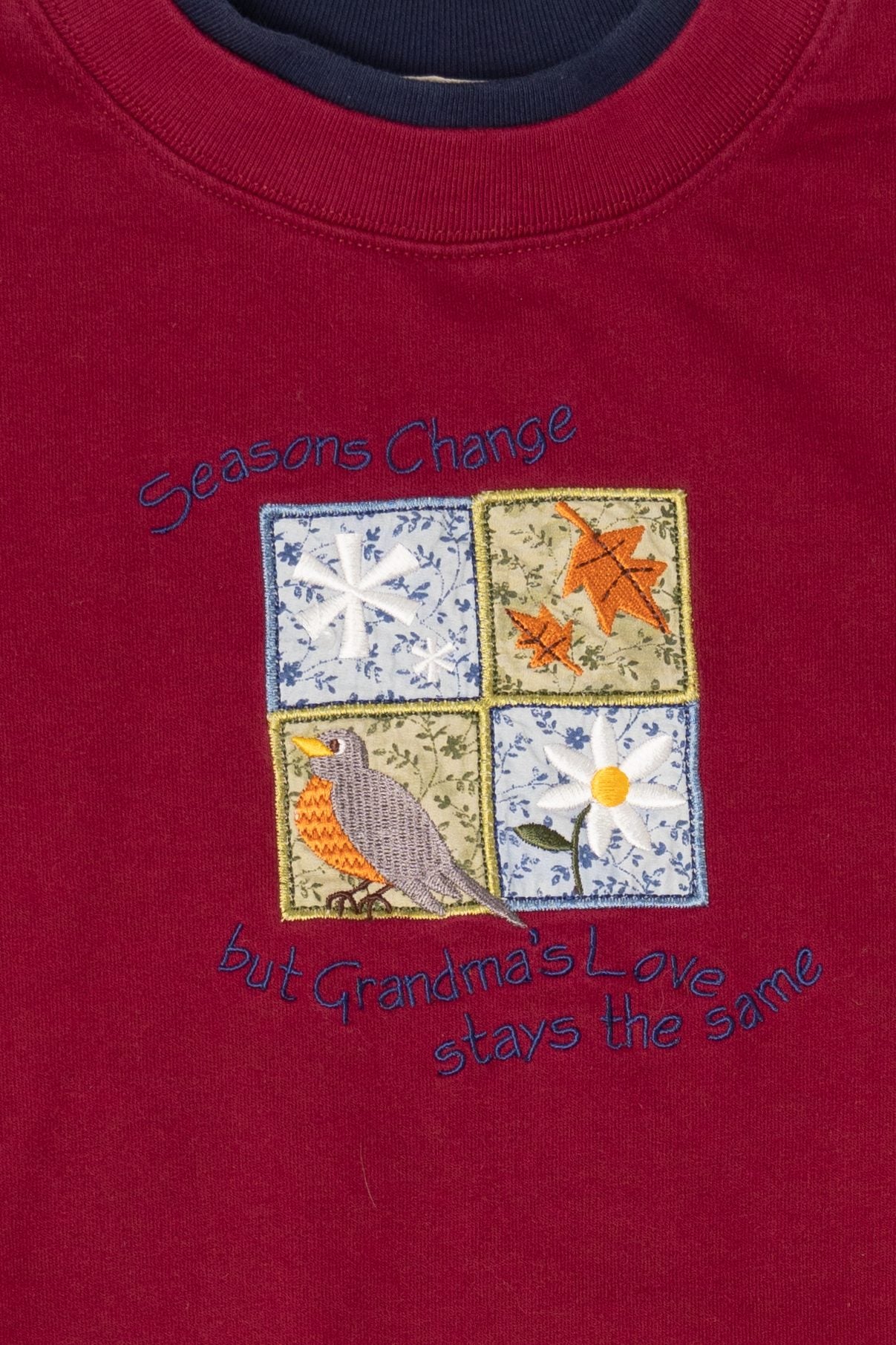 Vintage "Seasons Change But Grandma's Love Stays The Same" Embroidered Sweatshirt (1990s)