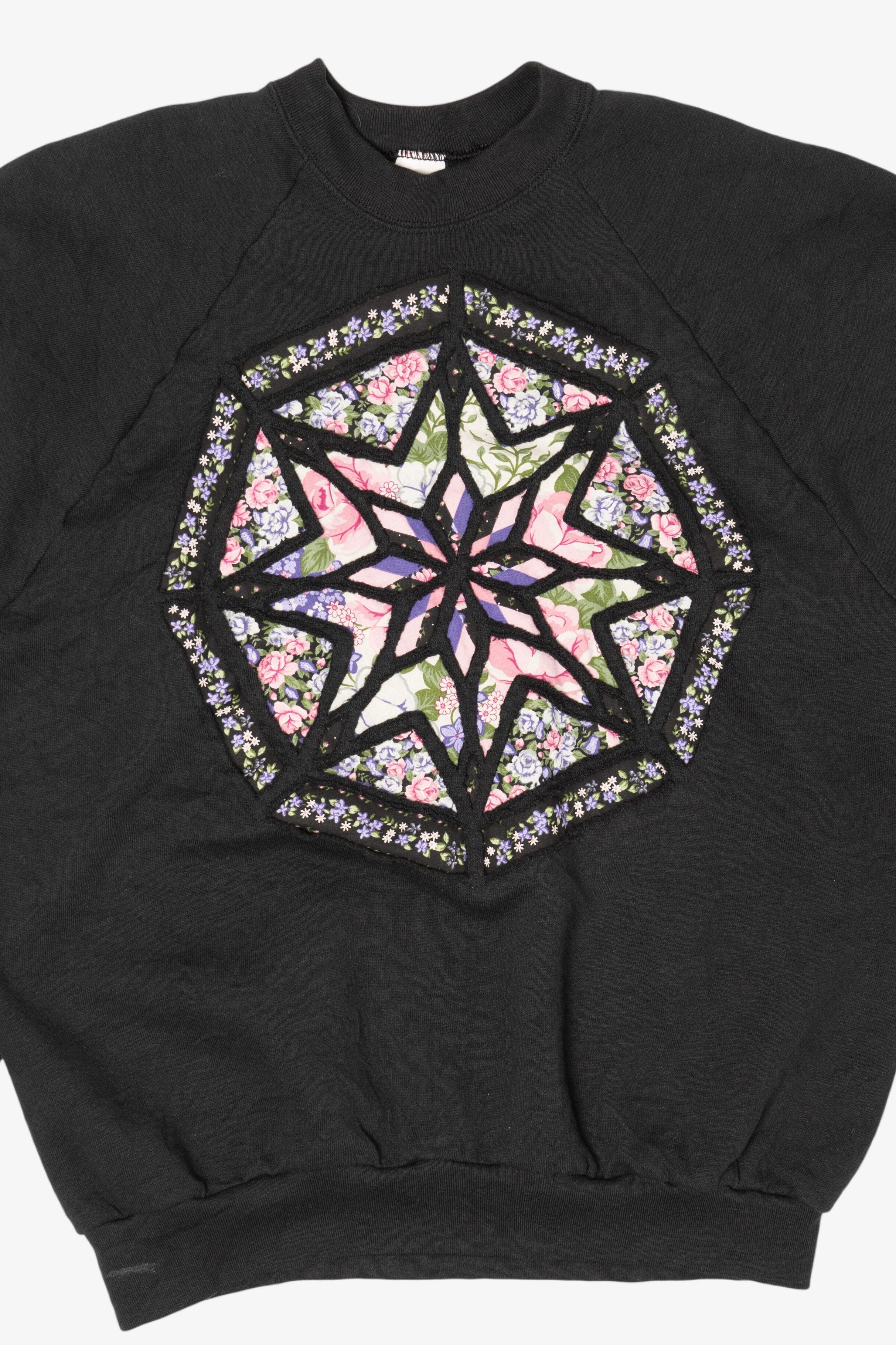 Vintage Star Floral Pattern Raglan Sweatshirt (1990s)