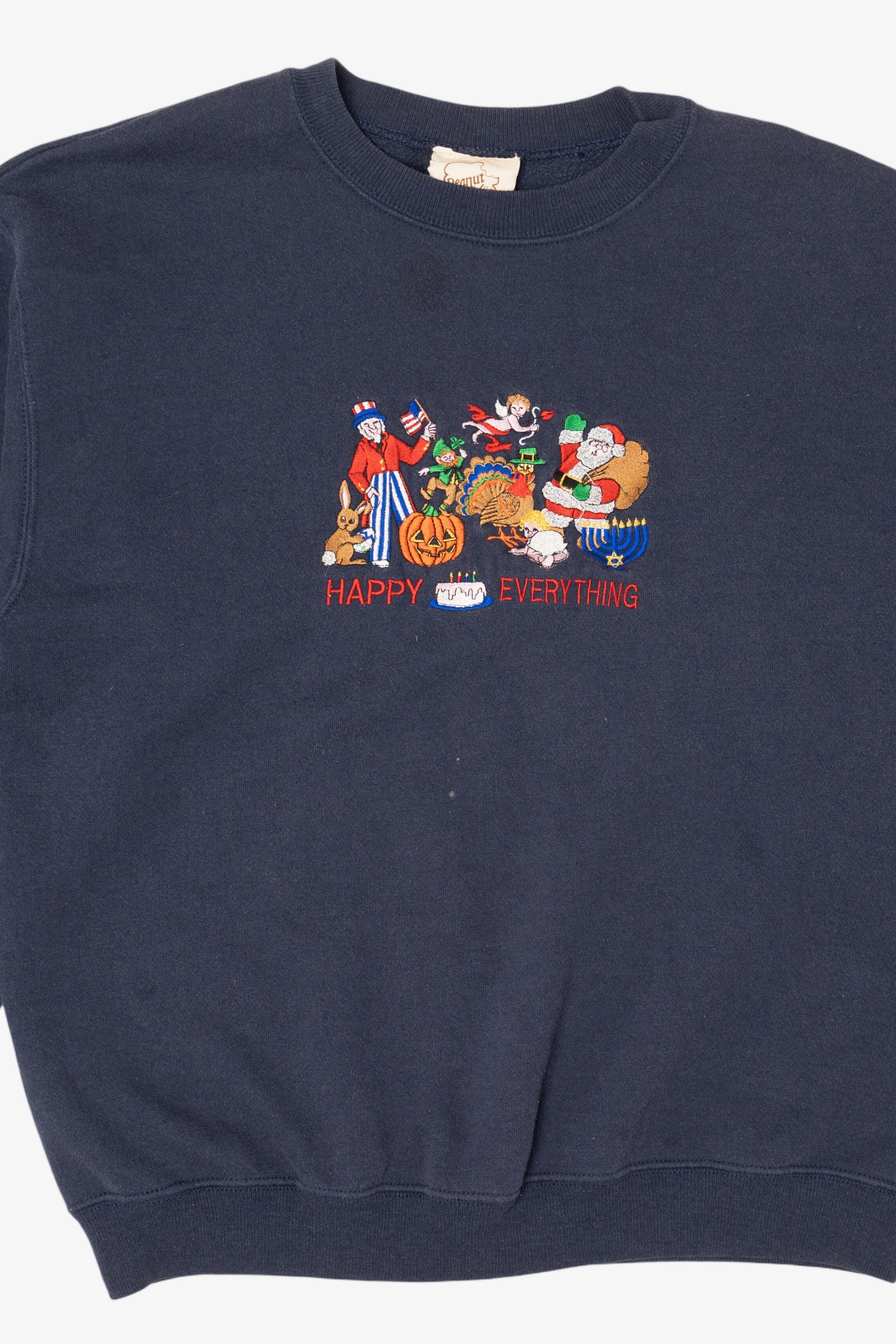 Vintage Navy Blue "Happy Everything" Holidays Sweatshirt (1990s)
