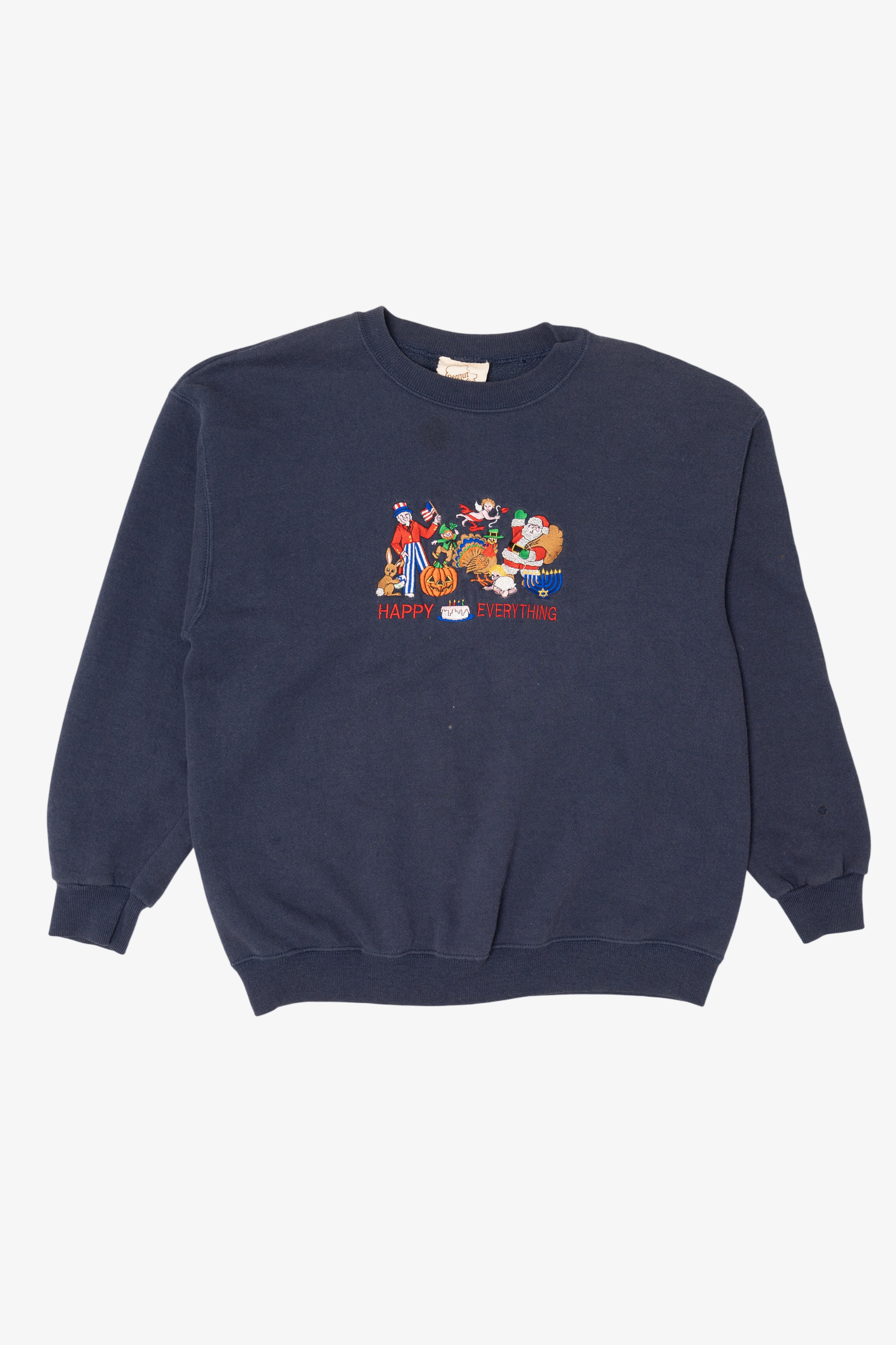 Vintage Navy Blue "Happy Everything" Holidays Sweatshirt (1990s)