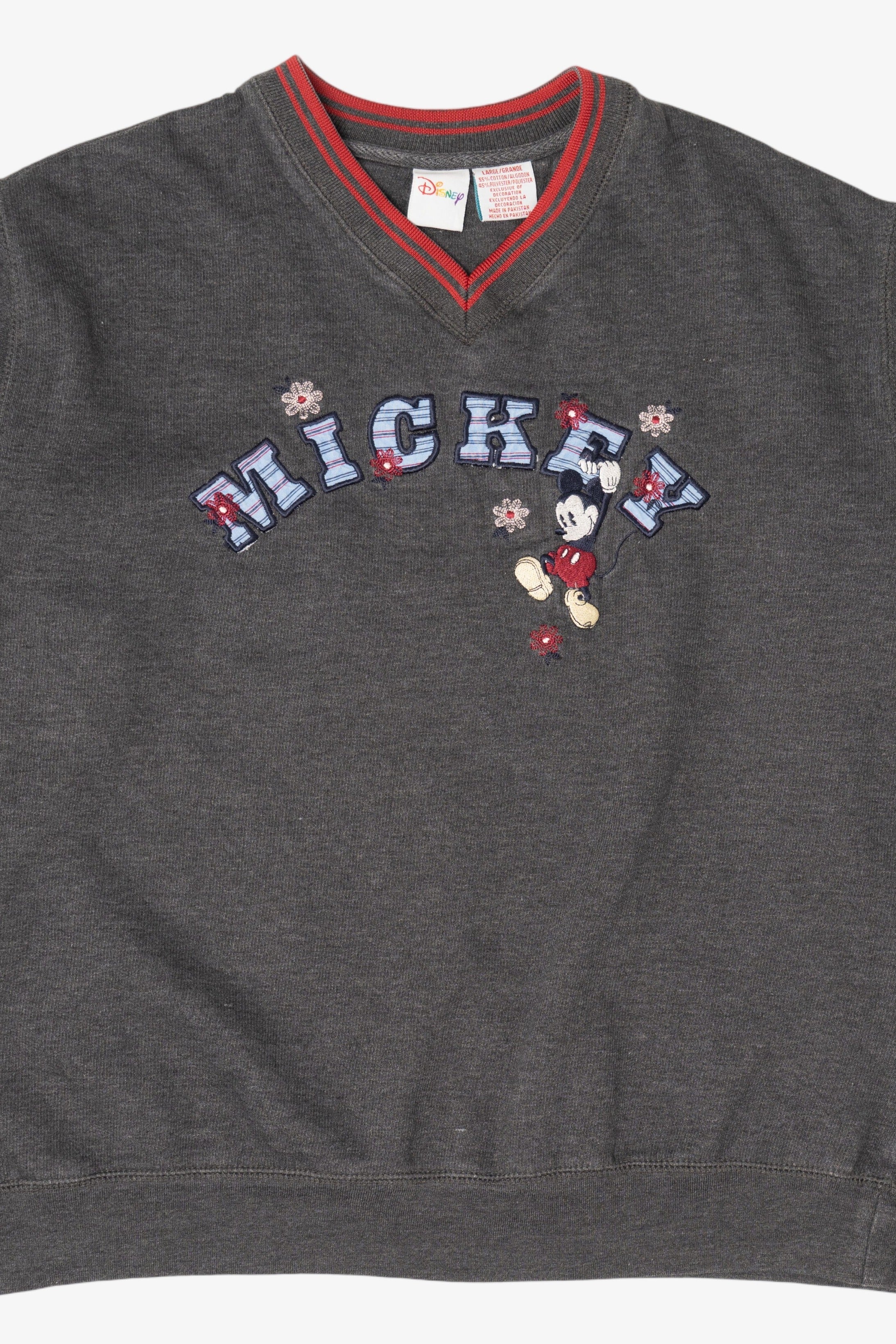 Vintage Dark Gray Embroidered Mickey Disney Sweatshirt (1990s)