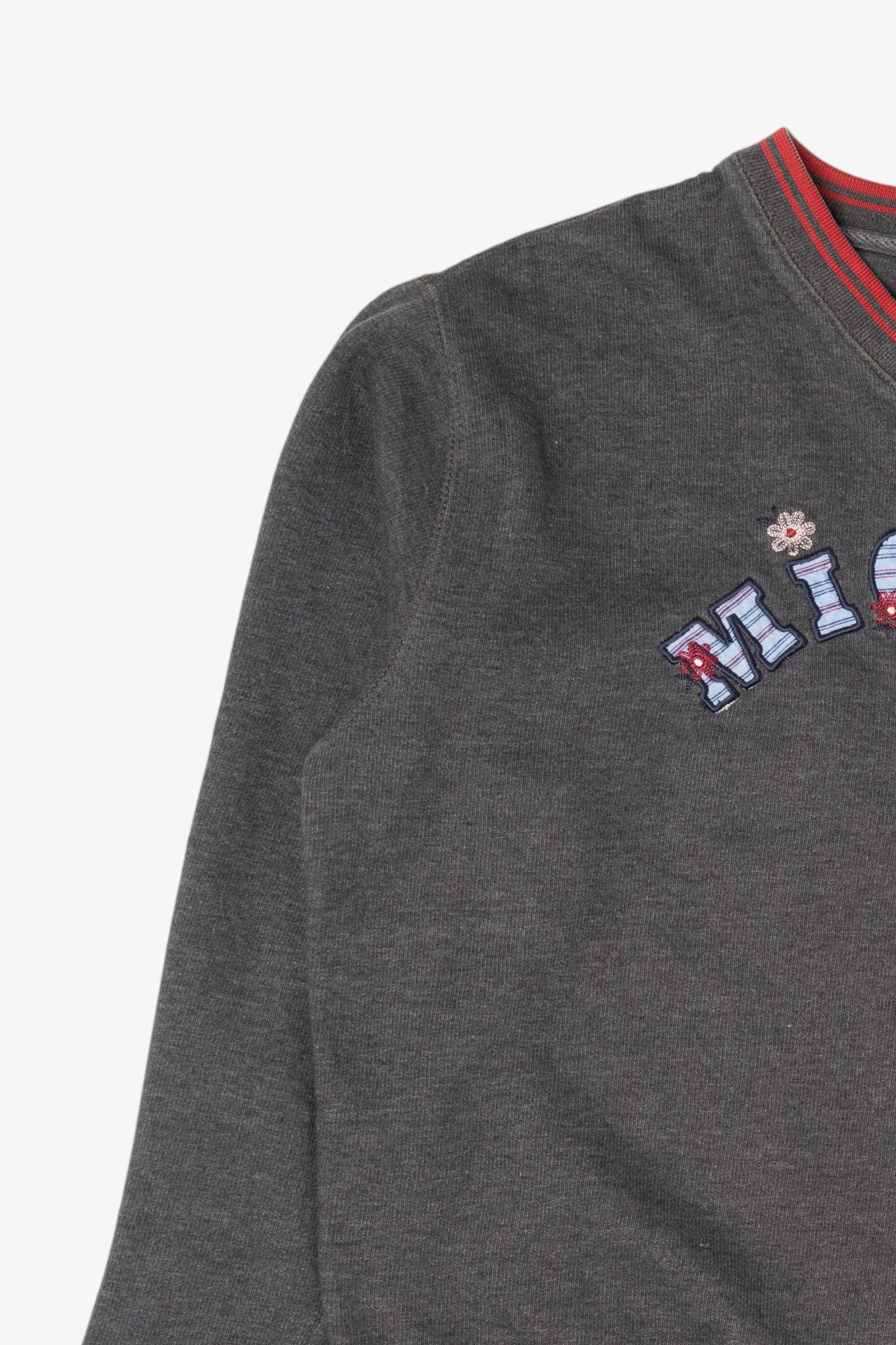 Vintage Dark Gray Embroidered Mickey Disney Sweatshirt (1990s)