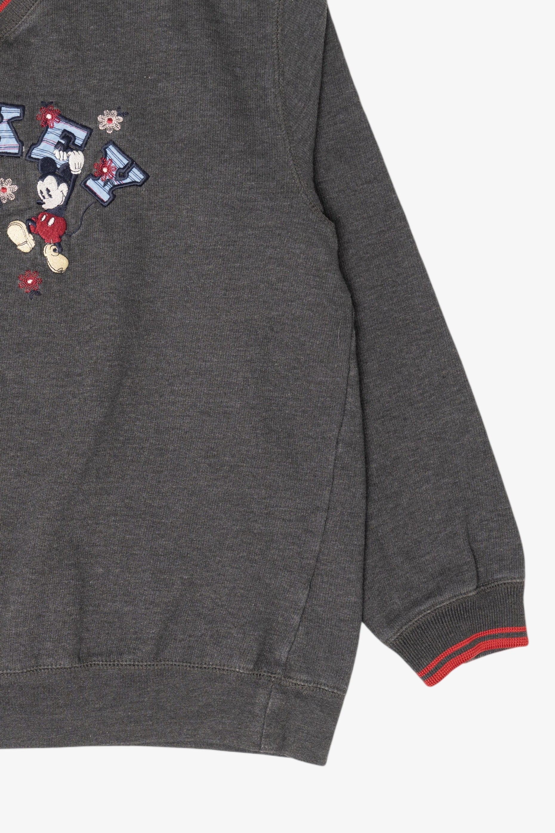 Vintage Dark Gray Embroidered Mickey Disney Sweatshirt (1990s)