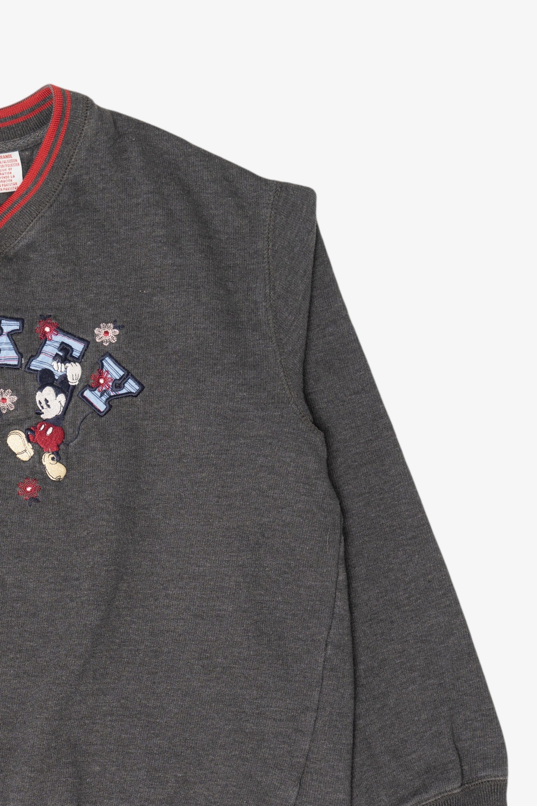 Vintage Dark Gray Embroidered Mickey Disney Sweatshirt (1990s)