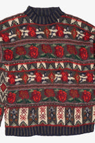 Vintage R.J. Honey Red Roses Floral Sweater (1990s)