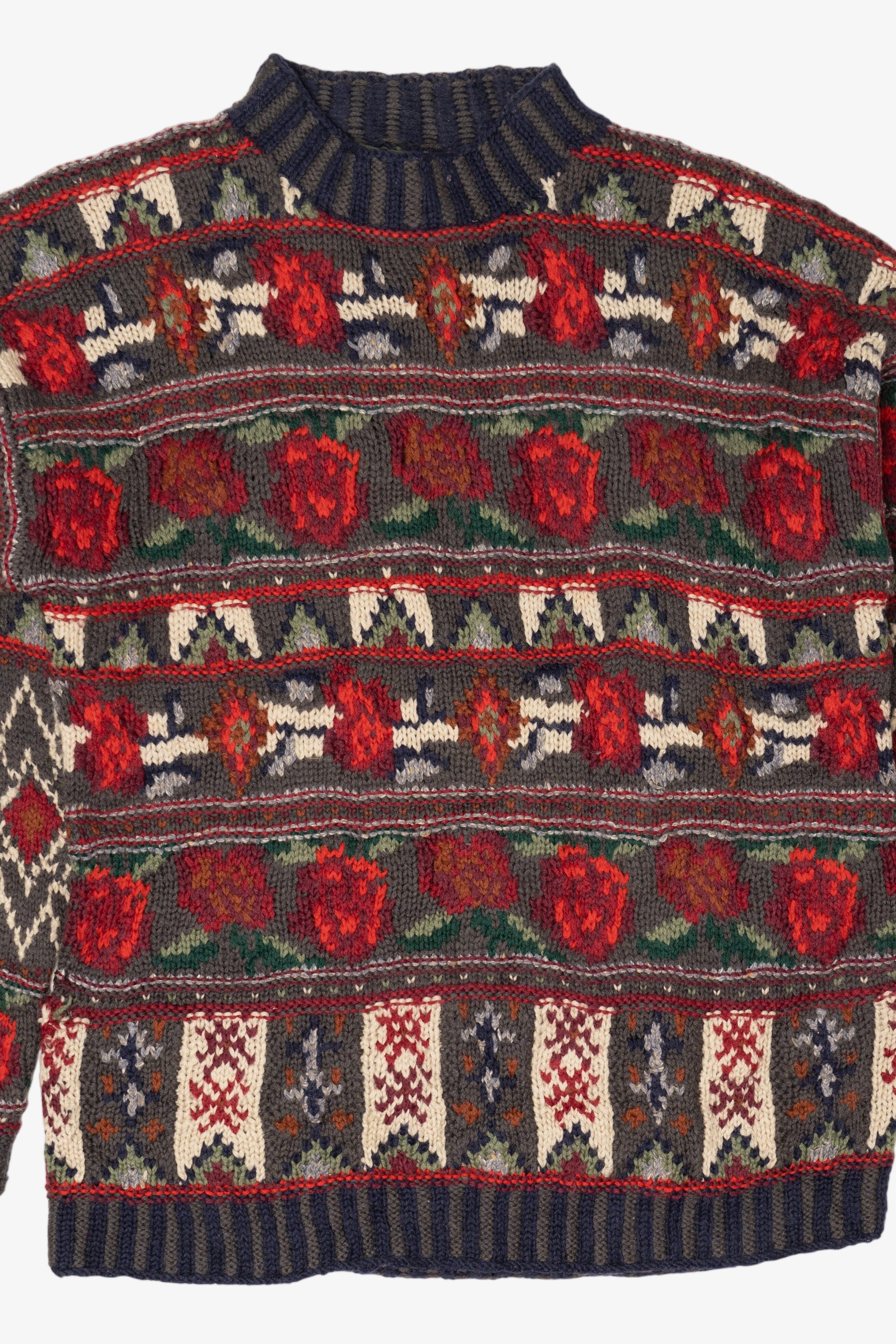 Vintage R.J. Honey Red Roses Floral Sweater (1990s)