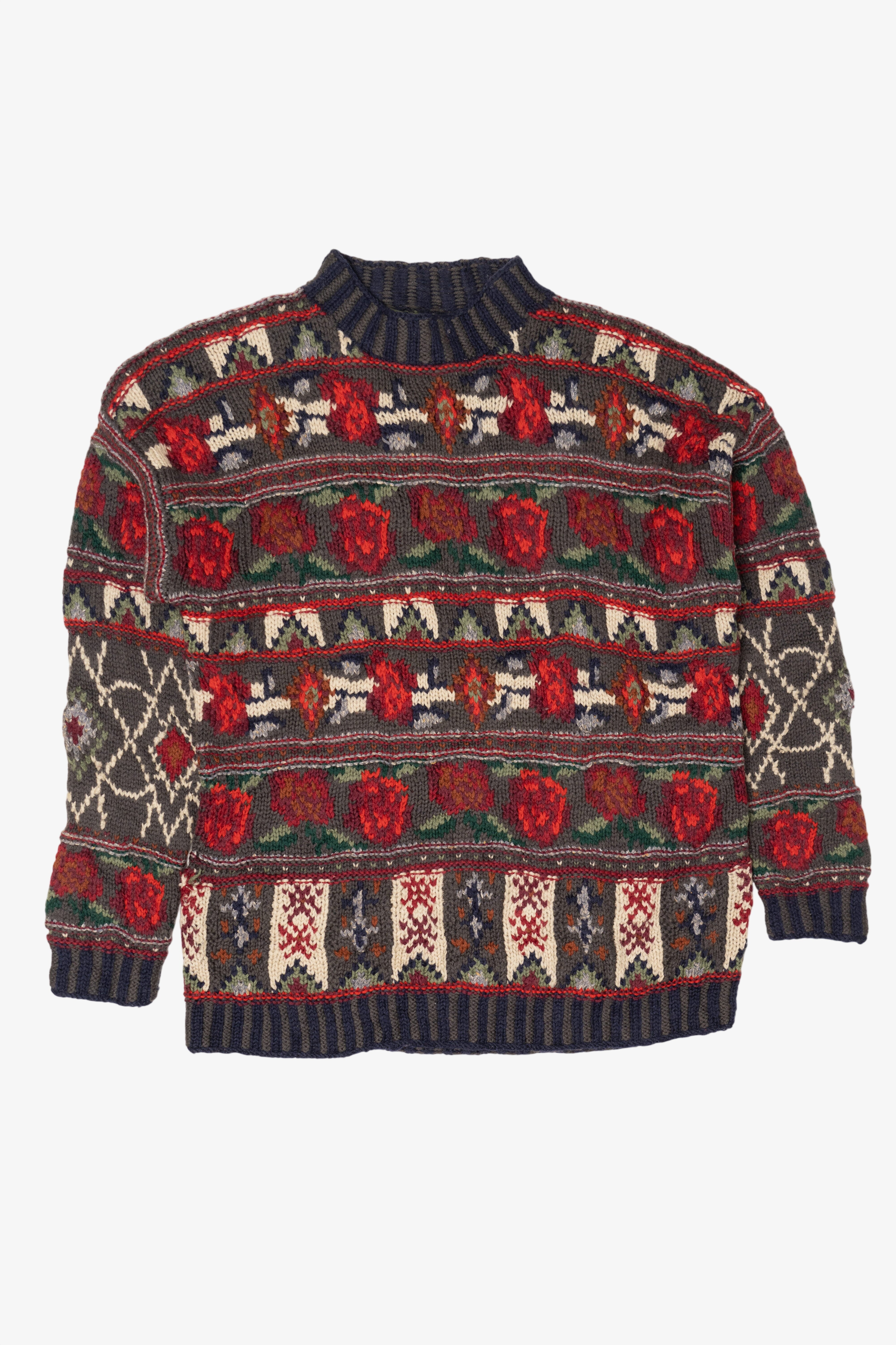 Vintage R.J. Honey Red Roses Floral Sweater (1990s)