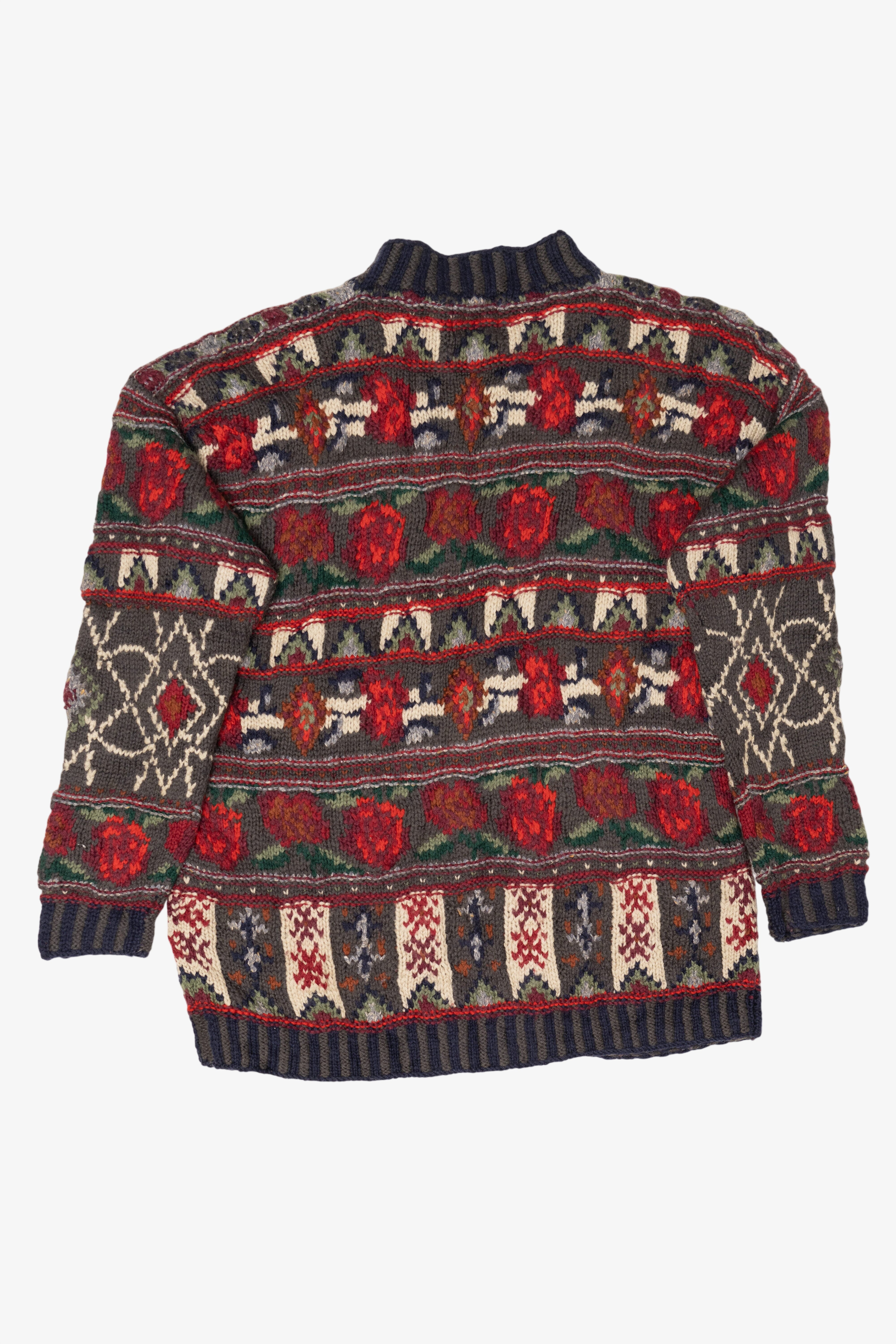 Vintage R.J. Honey Red Roses Floral Sweater (1990s)