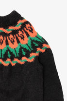 Vintage Black Floral Fair Isle Chunky Sweater (1990s)