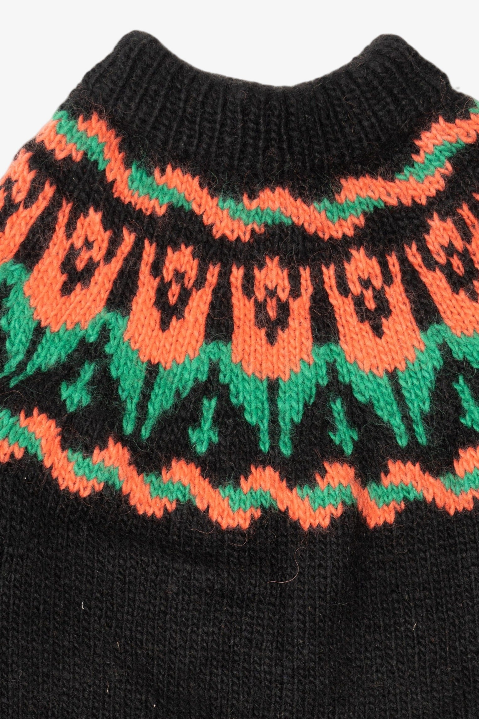 Vintage Black Floral Fair Isle Chunky Sweater (1990s)