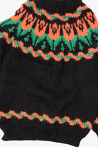 Vintage Black Floral Fair Isle Chunky Sweater (1990s)