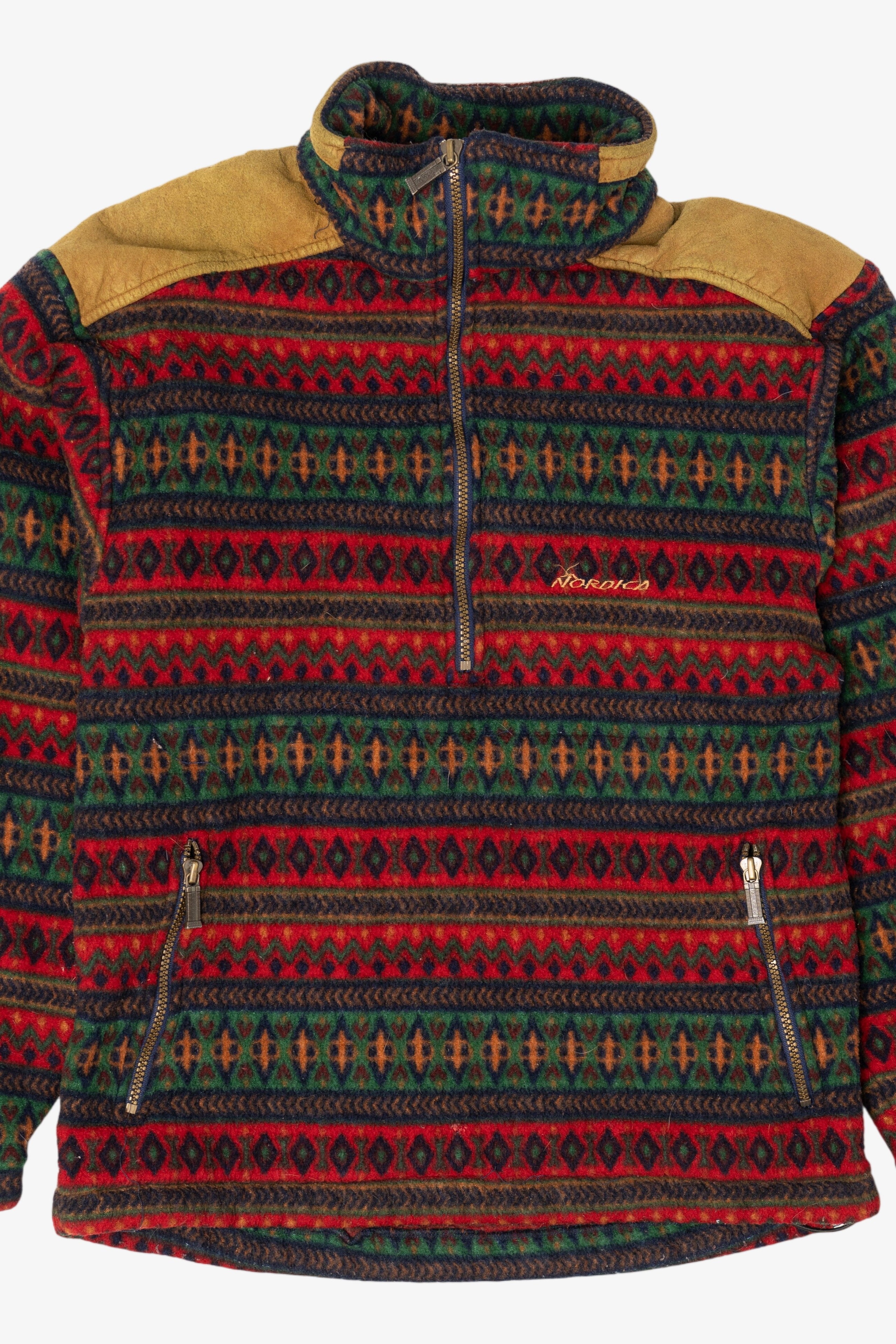 Vintage Red Southwestern Pattern Nordica Fleece Sweater (1990s)