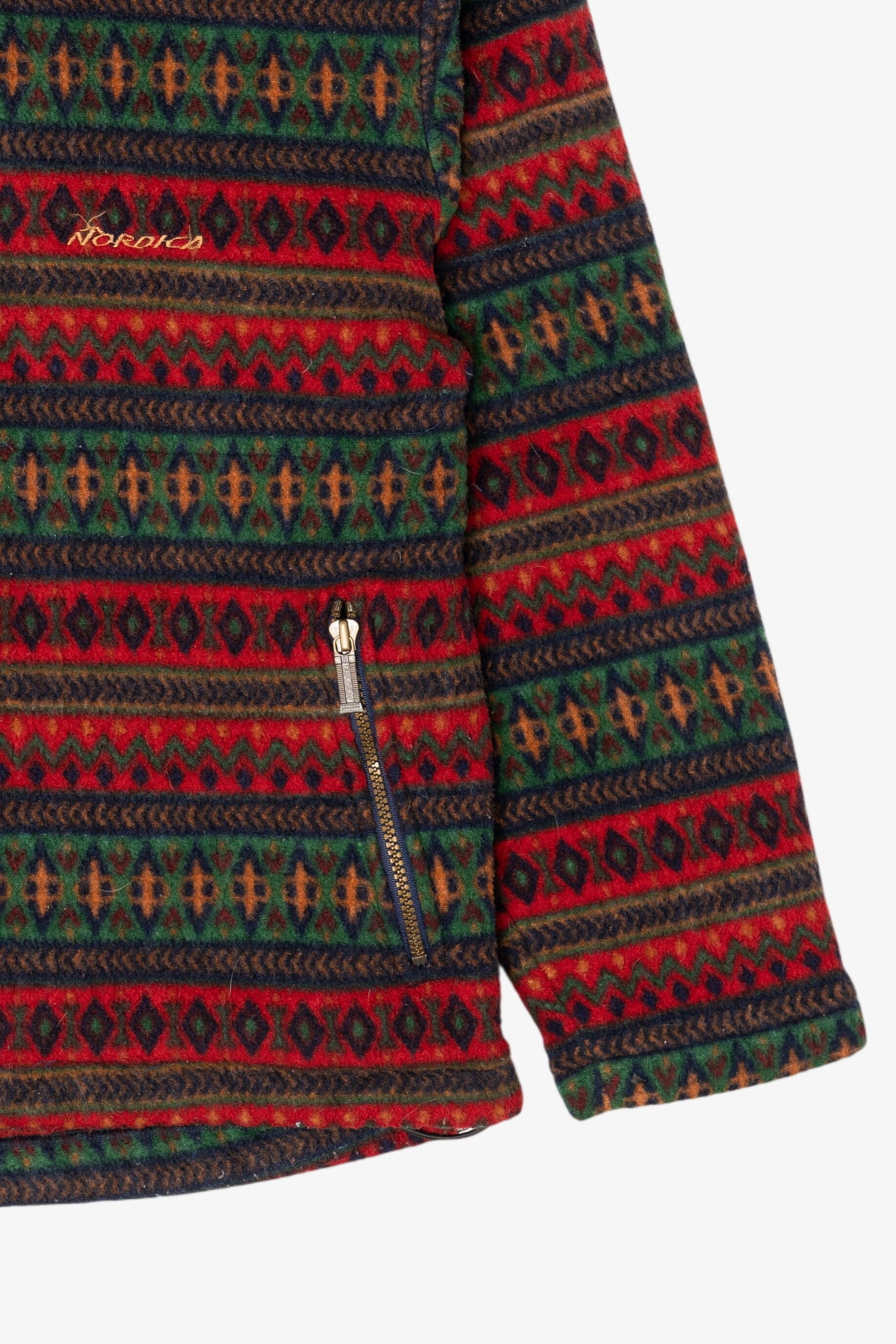 Vintage Red Southwestern Pattern Nordica Fleece Sweater (1990s)
