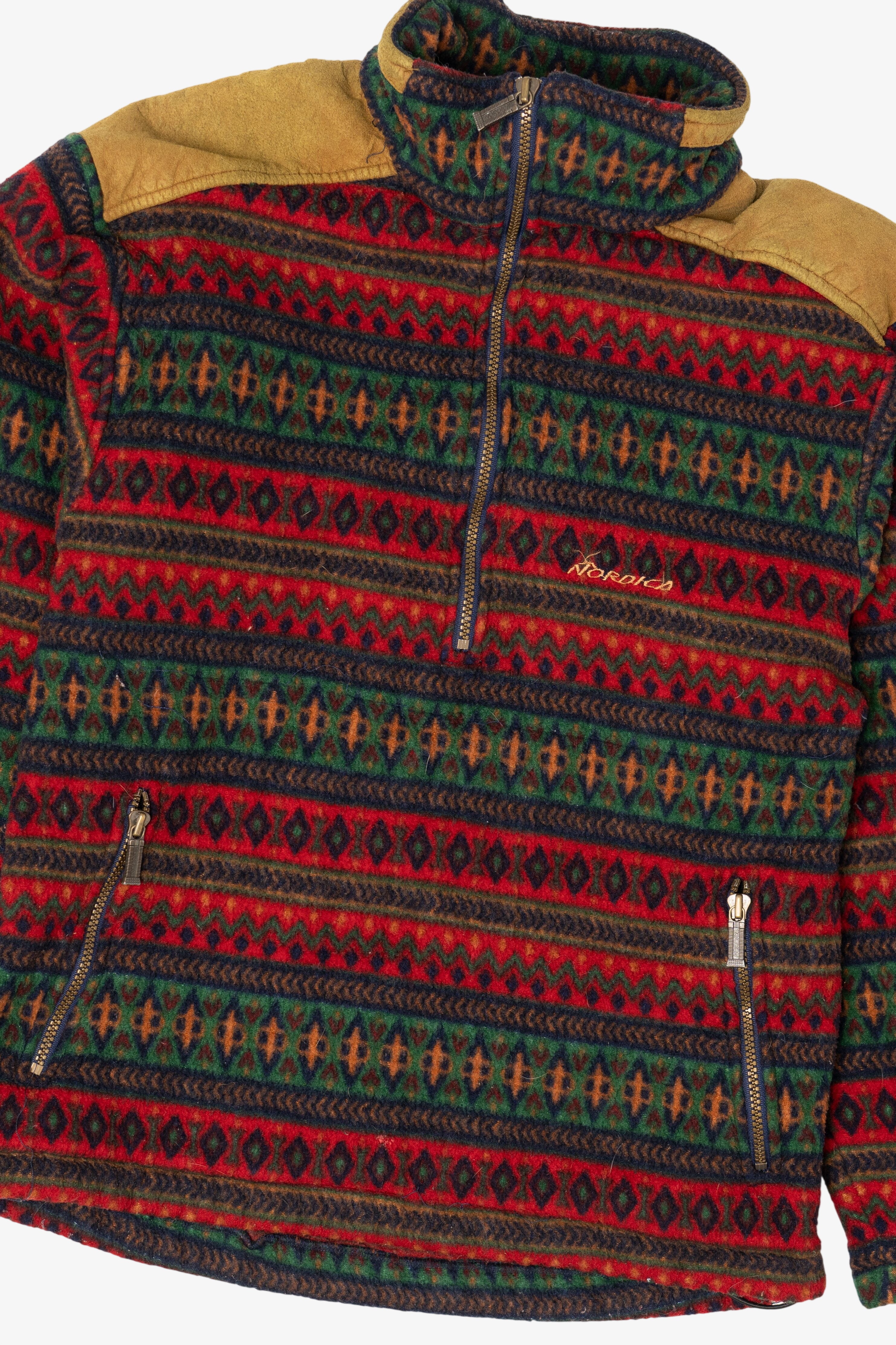 Vintage Red Southwestern Pattern Nordica Fleece Sweater (1990s)