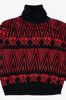 Vintage Red Geometric Gladys Bagley Turtleneck Sweater (1980s)