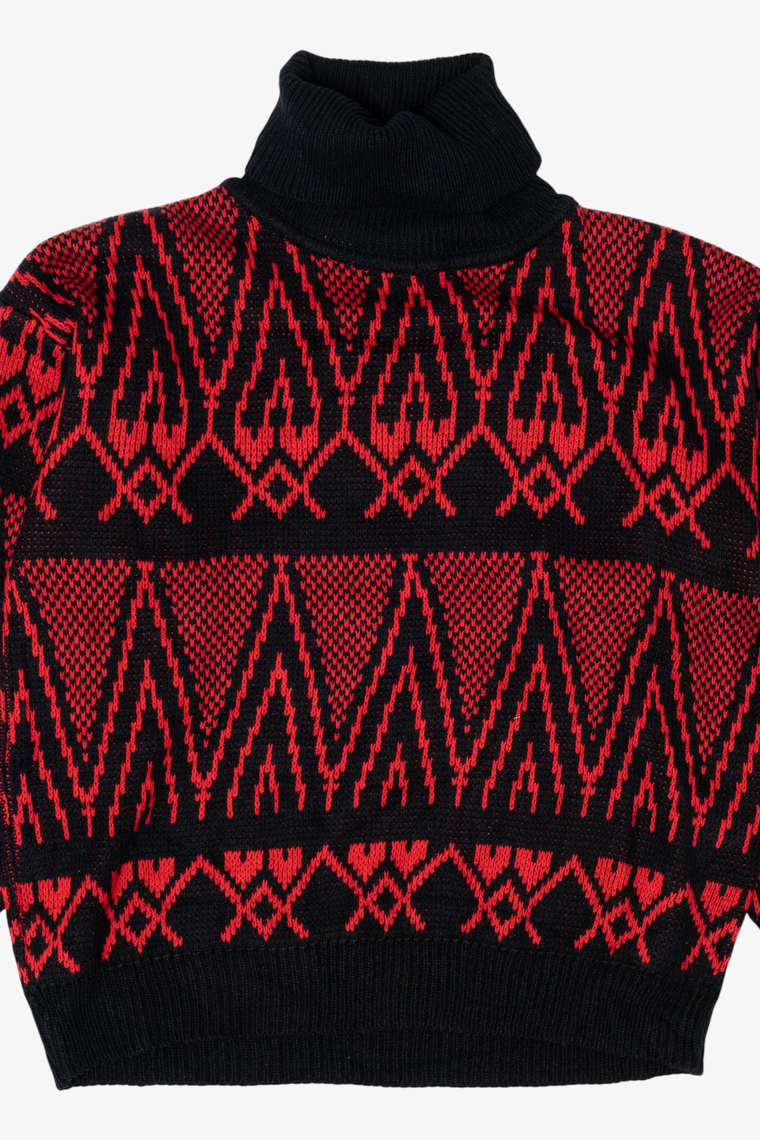 Vintage Red Geometric Gladys Bagley Turtleneck Sweater (1980s)