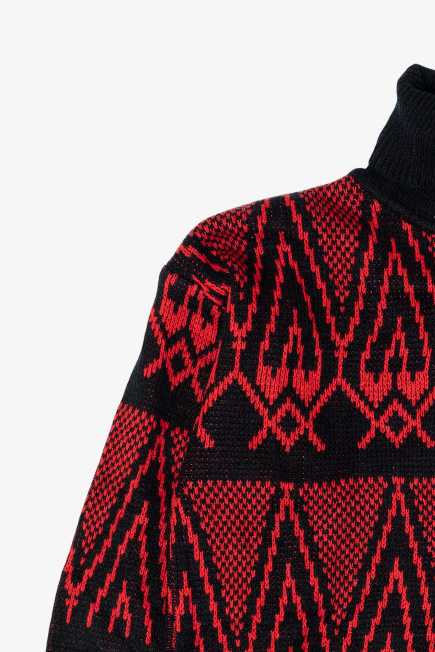 Vintage Red Geometric Gladys Bagley Turtleneck Sweater (1980s)