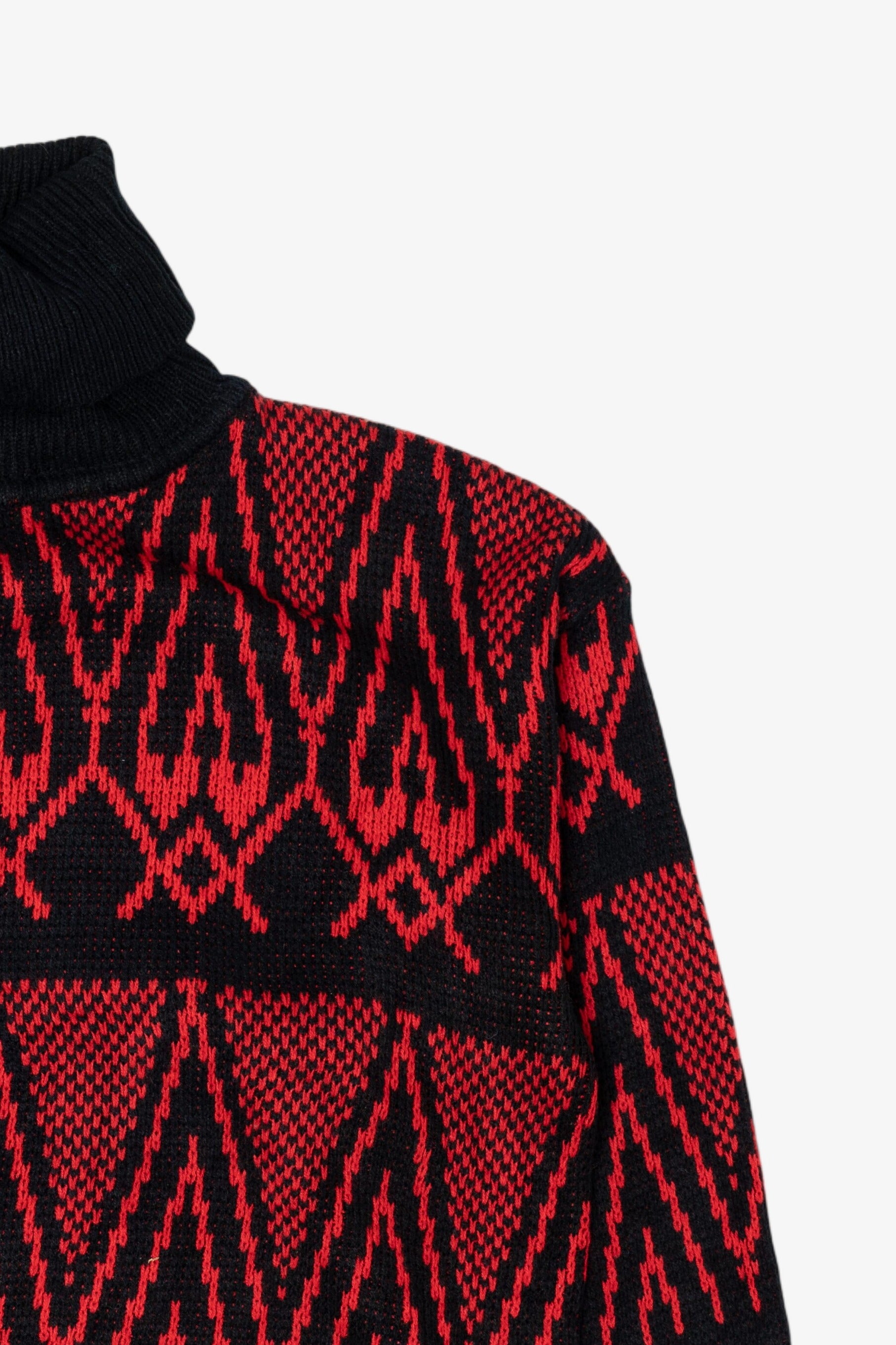 Vintage Red Geometric Gladys Bagley Turtleneck Sweater (1980s)
