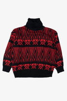 Vintage Red Geometric Gladys Bagley Turtleneck Sweater (1980s)