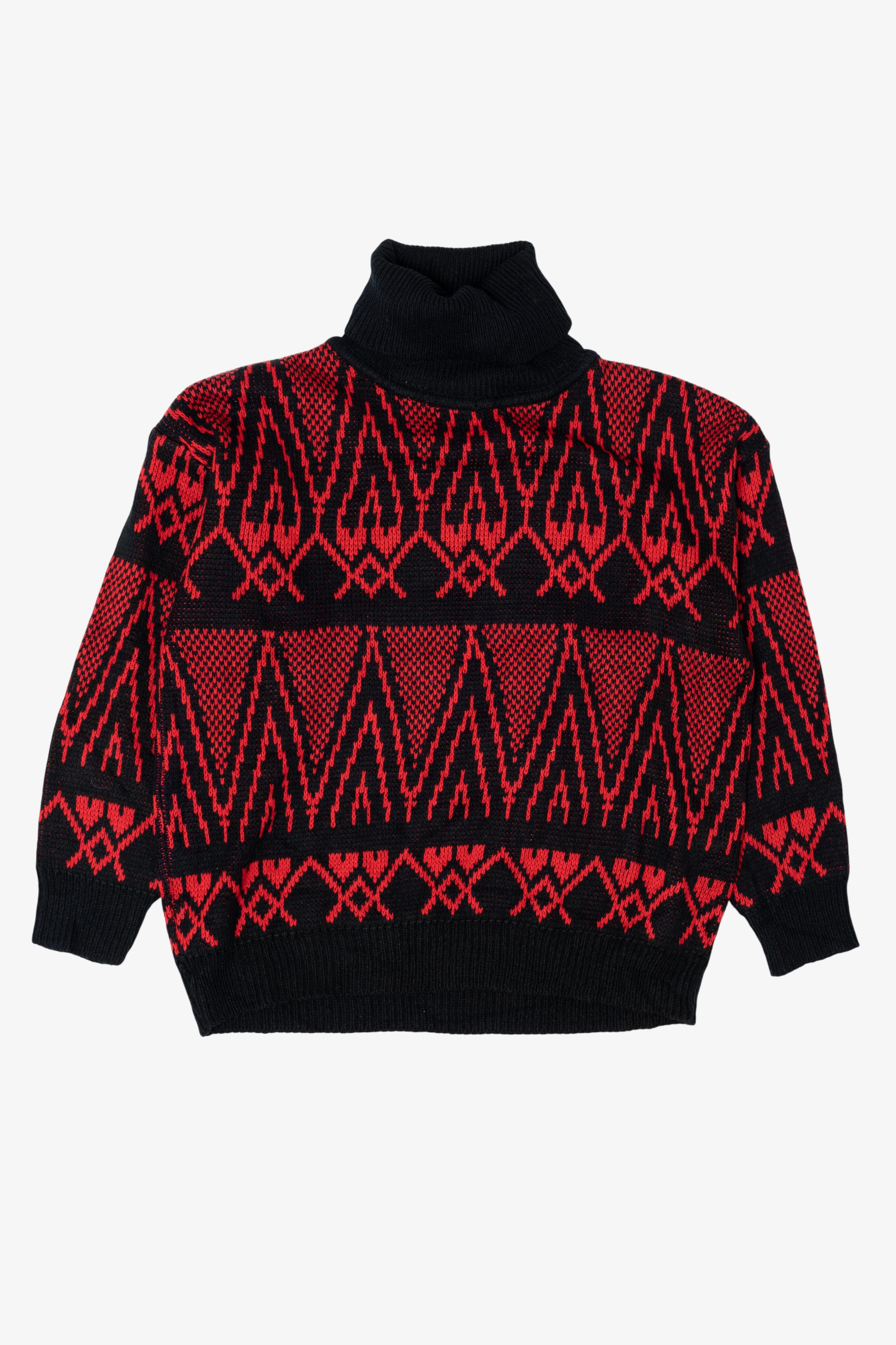 Vintage Red Geometric Gladys Bagley Turtleneck Sweater (1980s)