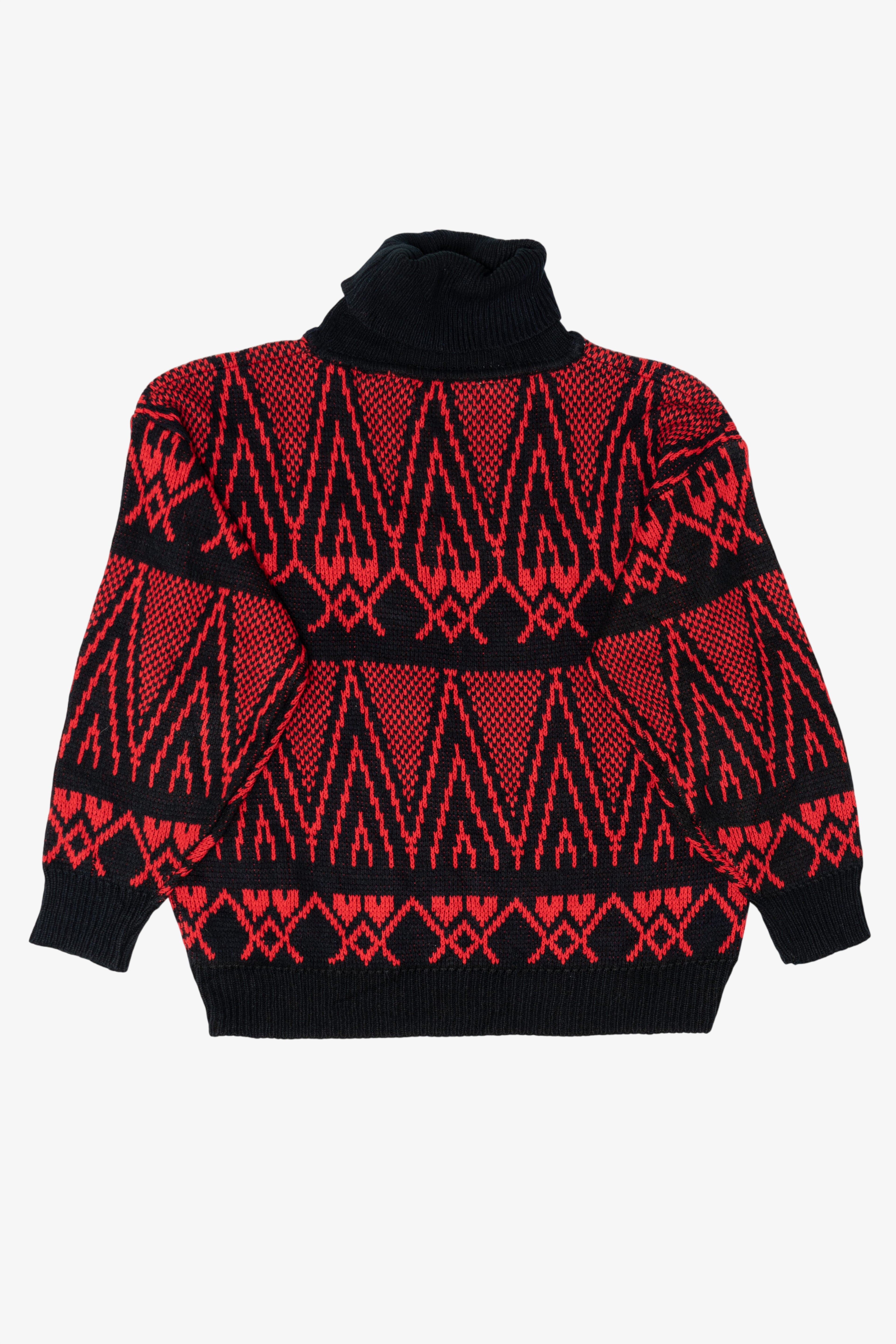 Vintage Red Geometric Gladys Bagley Turtleneck Sweater (1980s)