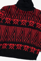 Vintage Red Geometric Gladys Bagley Turtleneck Sweater (1980s)
