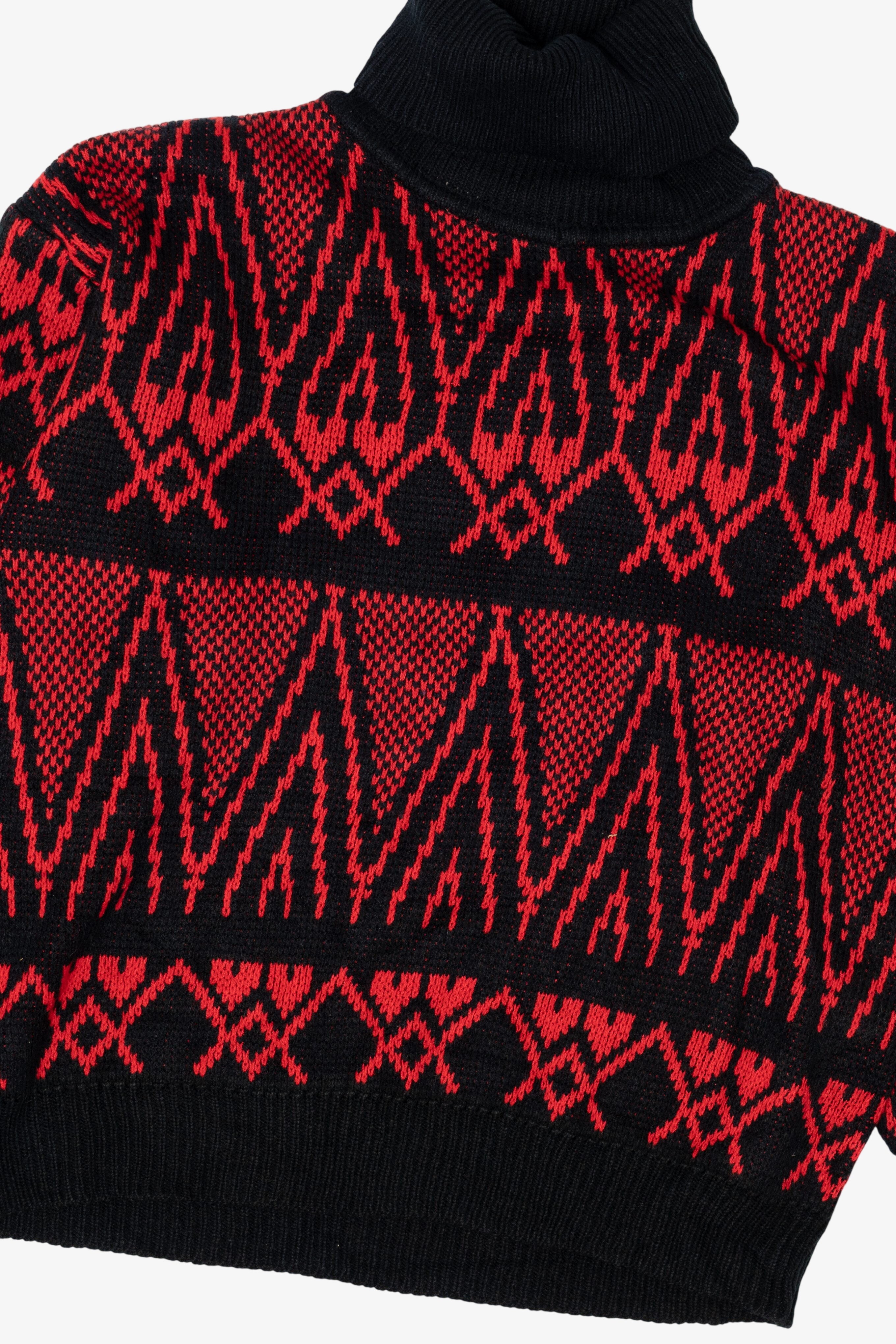 Vintage Red Geometric Gladys Bagley Turtleneck Sweater (1980s)