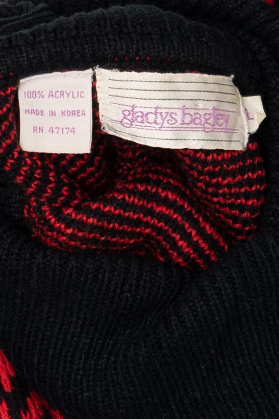 Vintage Red Geometric Gladys Bagley Turtleneck Sweater (1980s)