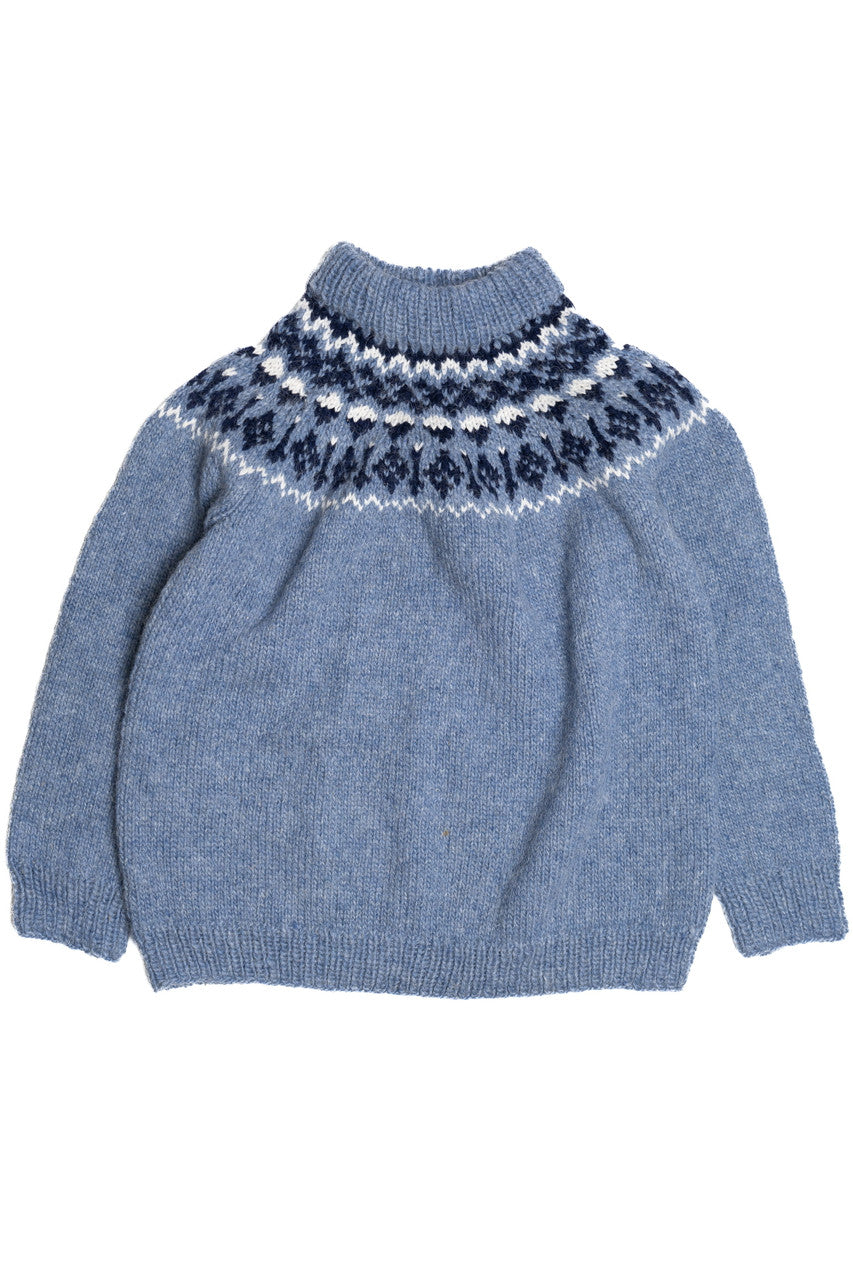 Light Blue Icelandic Wool Fair Isle Sweater 1073