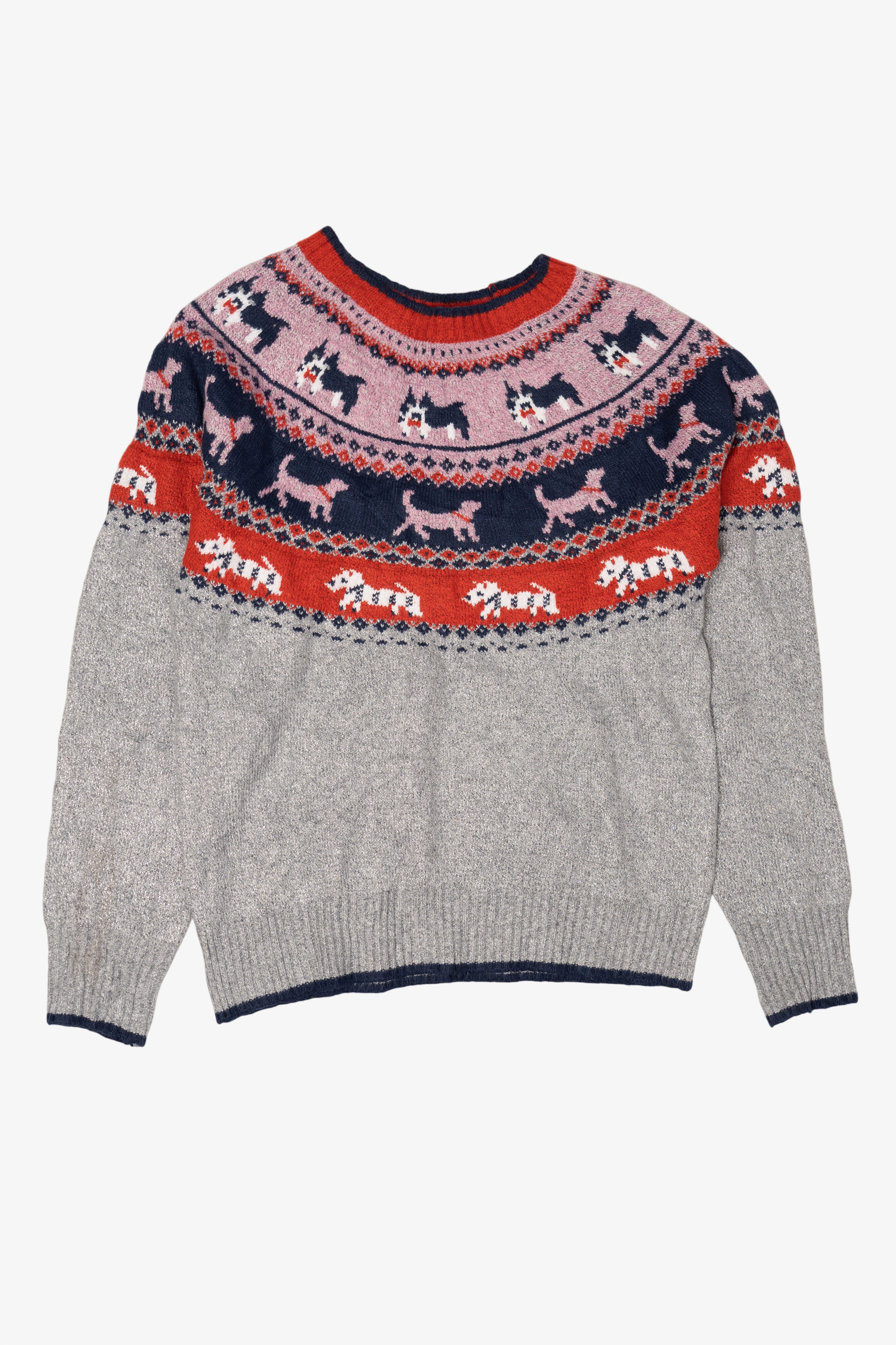 Gray Holiday Time Dogs Fair Isle Sweater (2010s)