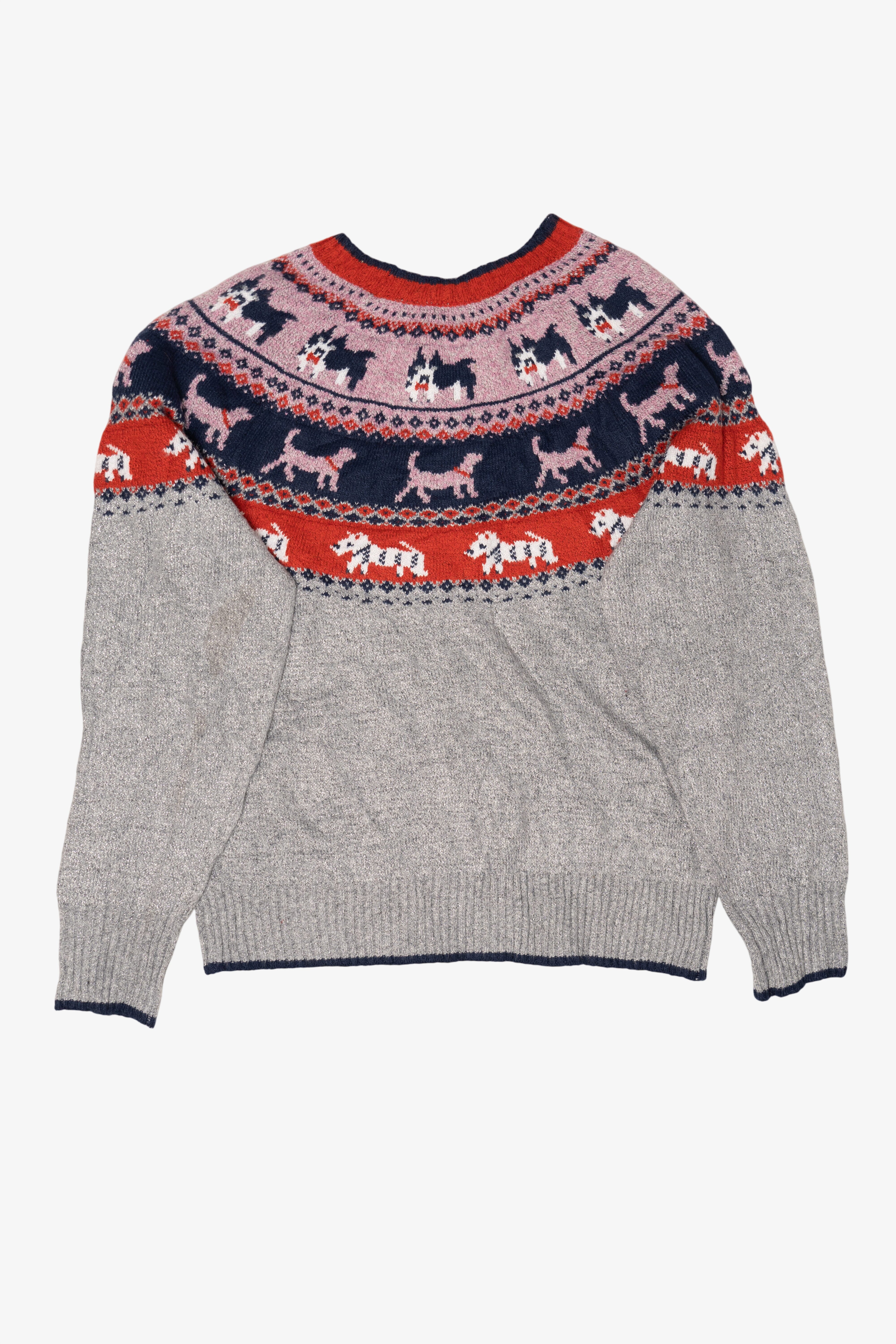 Gray Holiday Time Dogs Fair Isle Sweater (2010s)