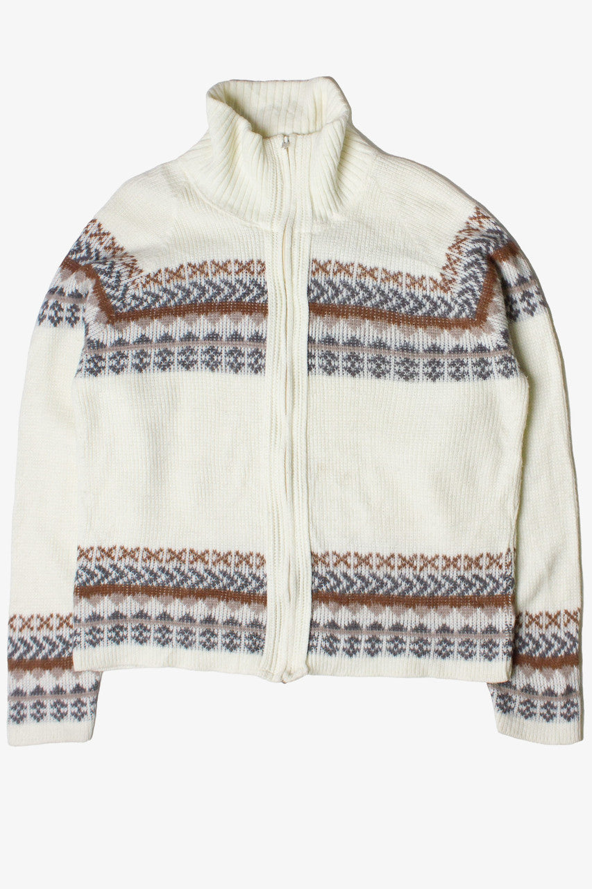 Vintage Robert Klein Zip Up Turtleneck Fair Isle Sweater