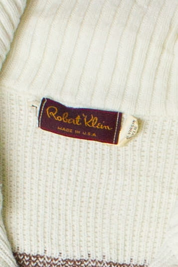 Vintage Robert Klein Zip Up Turtleneck Fair Isle Sweater