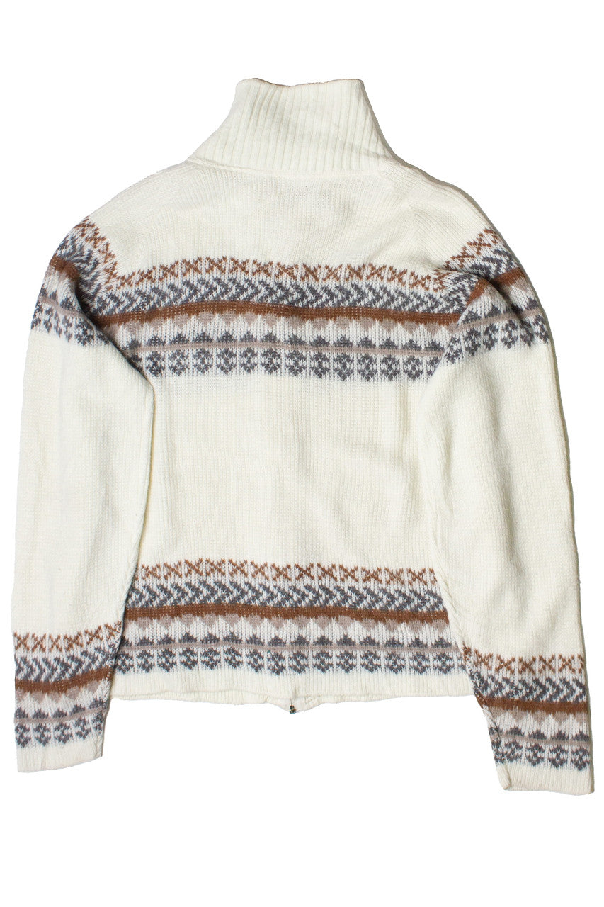Vintage Robert Klein Zip Up Turtleneck Fair Isle Sweater
