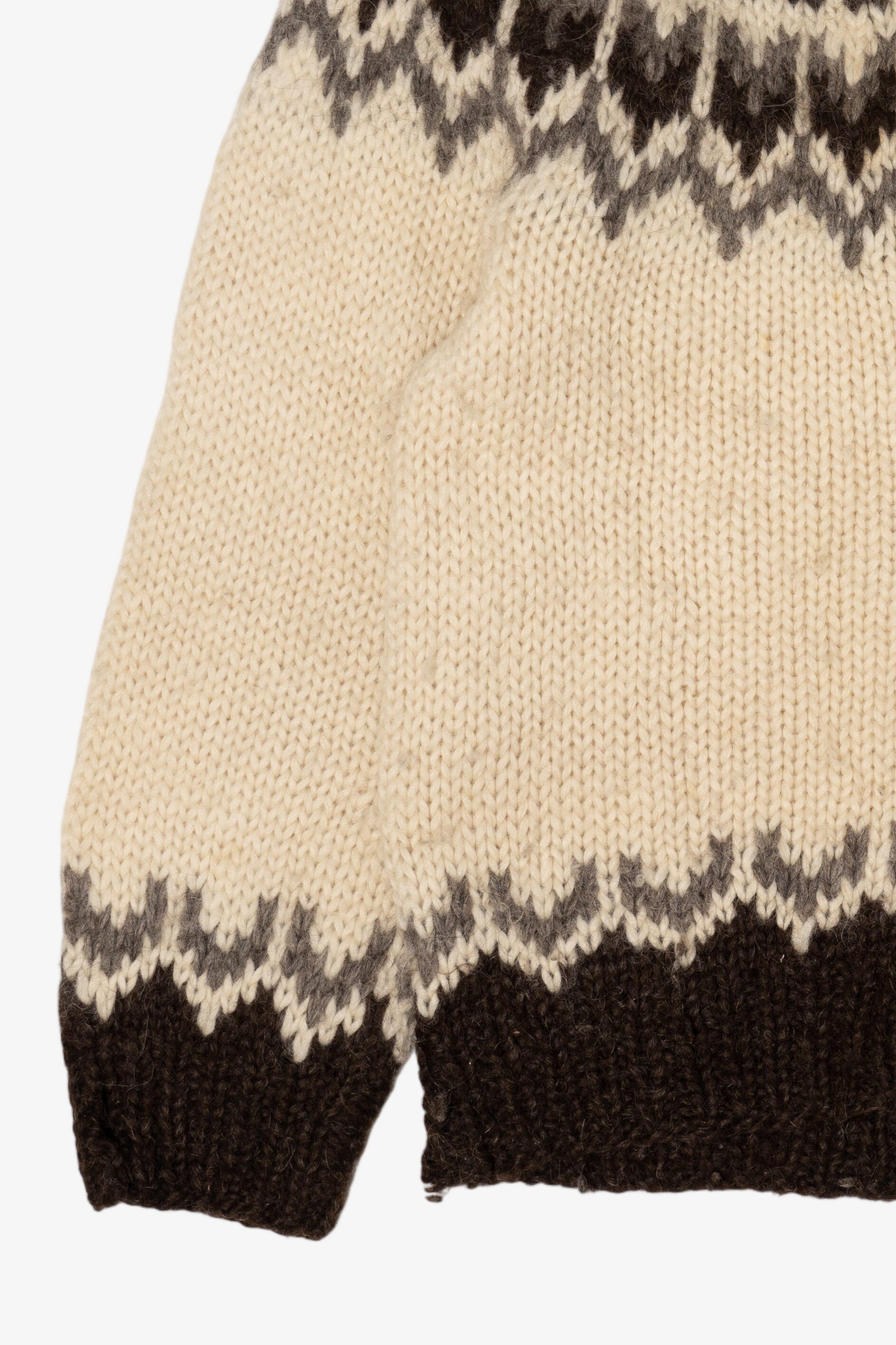 Vintage Brown And Ivory Fair Isle Cardigan Sweater (1990s)
