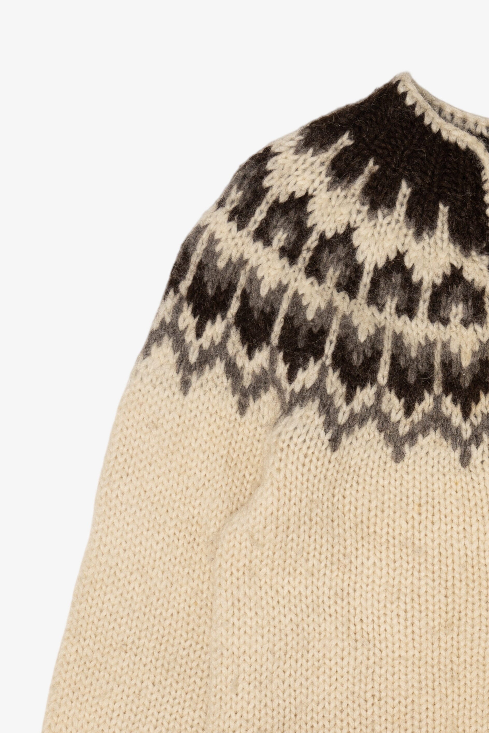 Vintage Brown And Ivory Fair Isle Cardigan Sweater (1990s)