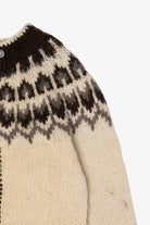 Vintage Brown And Ivory Fair Isle Cardigan Sweater (1990s)