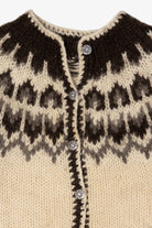 Vintage Brown And Ivory Fair Isle Cardigan Sweater (1990s)