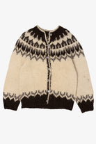 Vintage Brown And Ivory Fair Isle Cardigan Sweater (1990s)