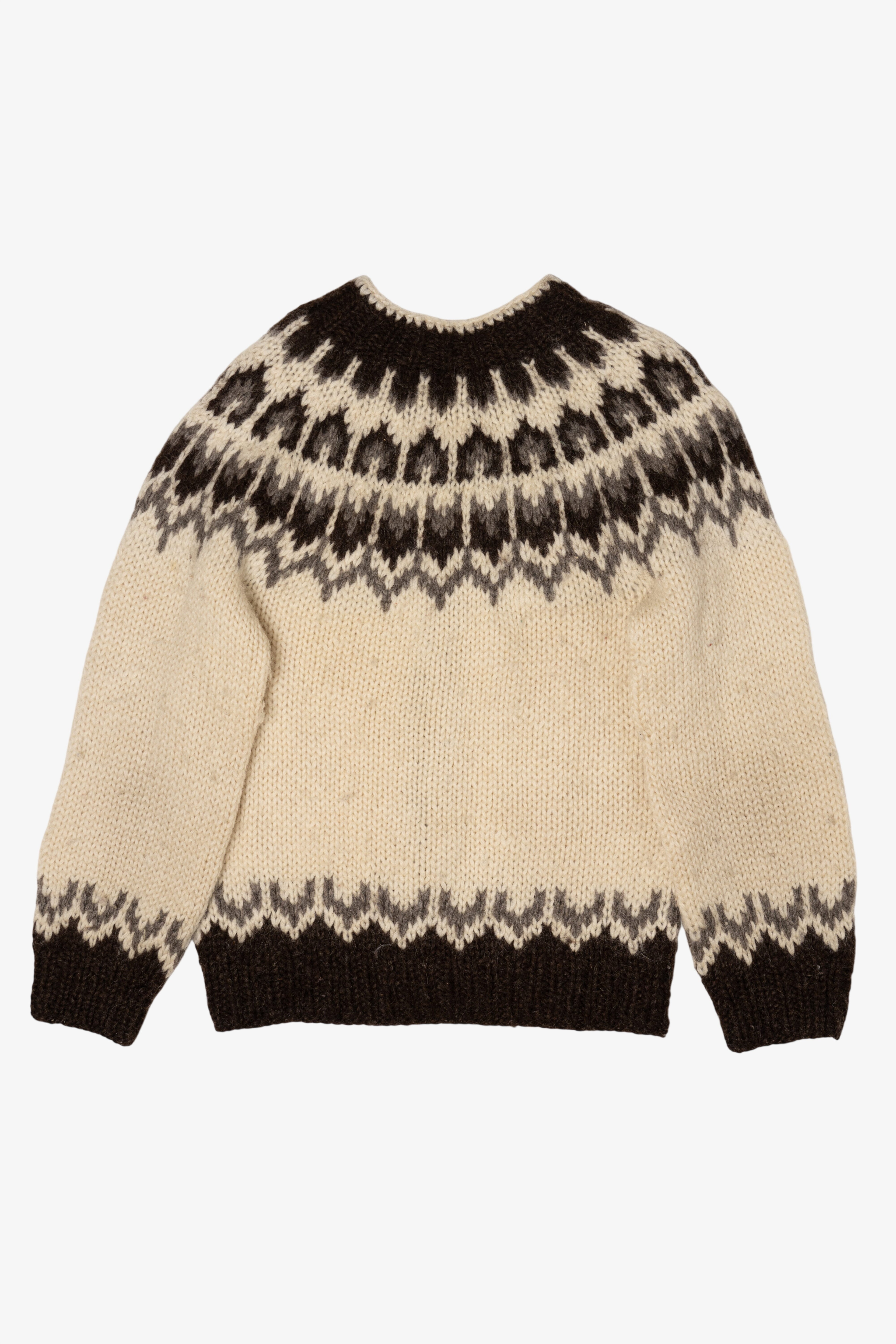 Vintage Brown And Ivory Fair Isle Cardigan Sweater (1990s)