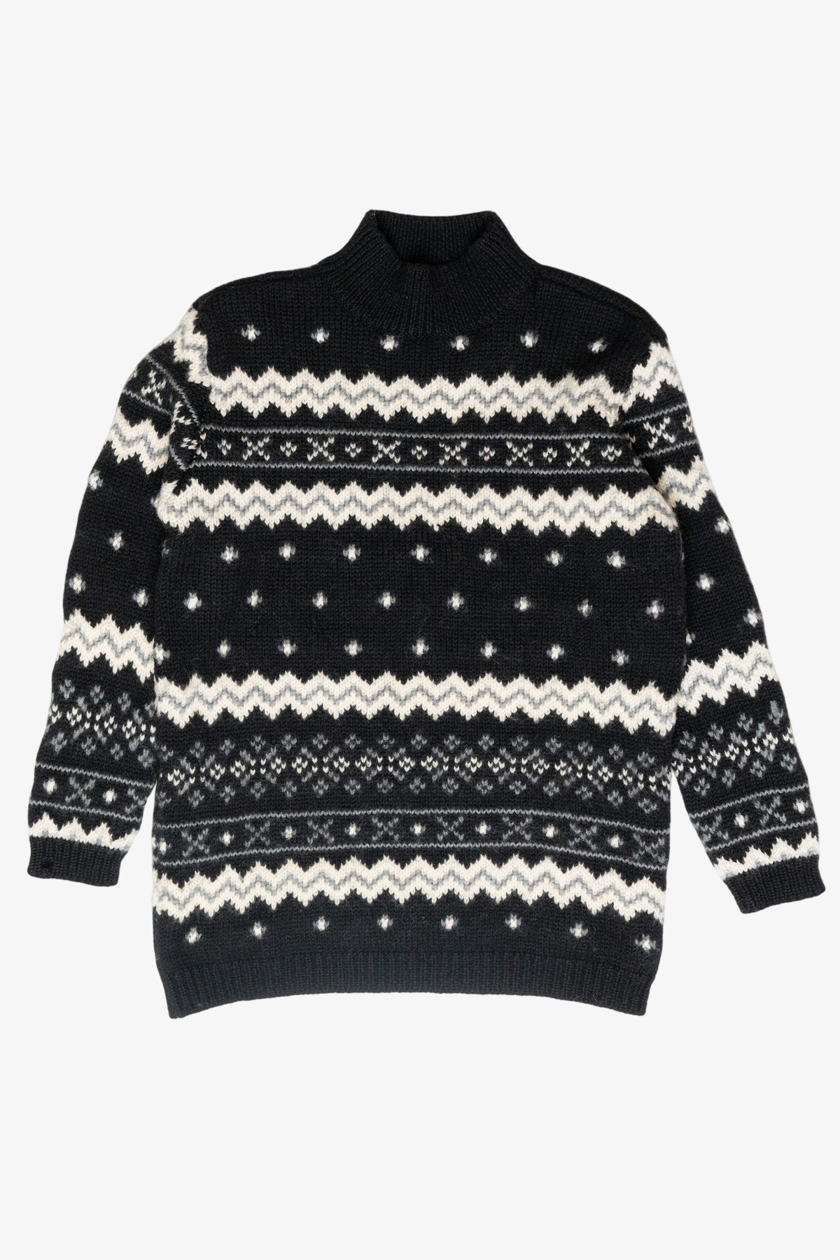 Liz Claiborne Black Fair Isle Sweater (1990s)