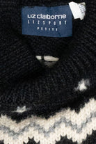 Liz Claiborne Black Fair Isle Sweater (1990s)