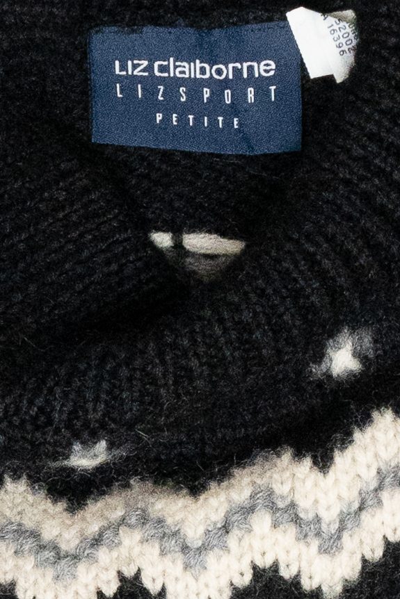 Liz Claiborne Black Fair Isle Sweater (1990s)