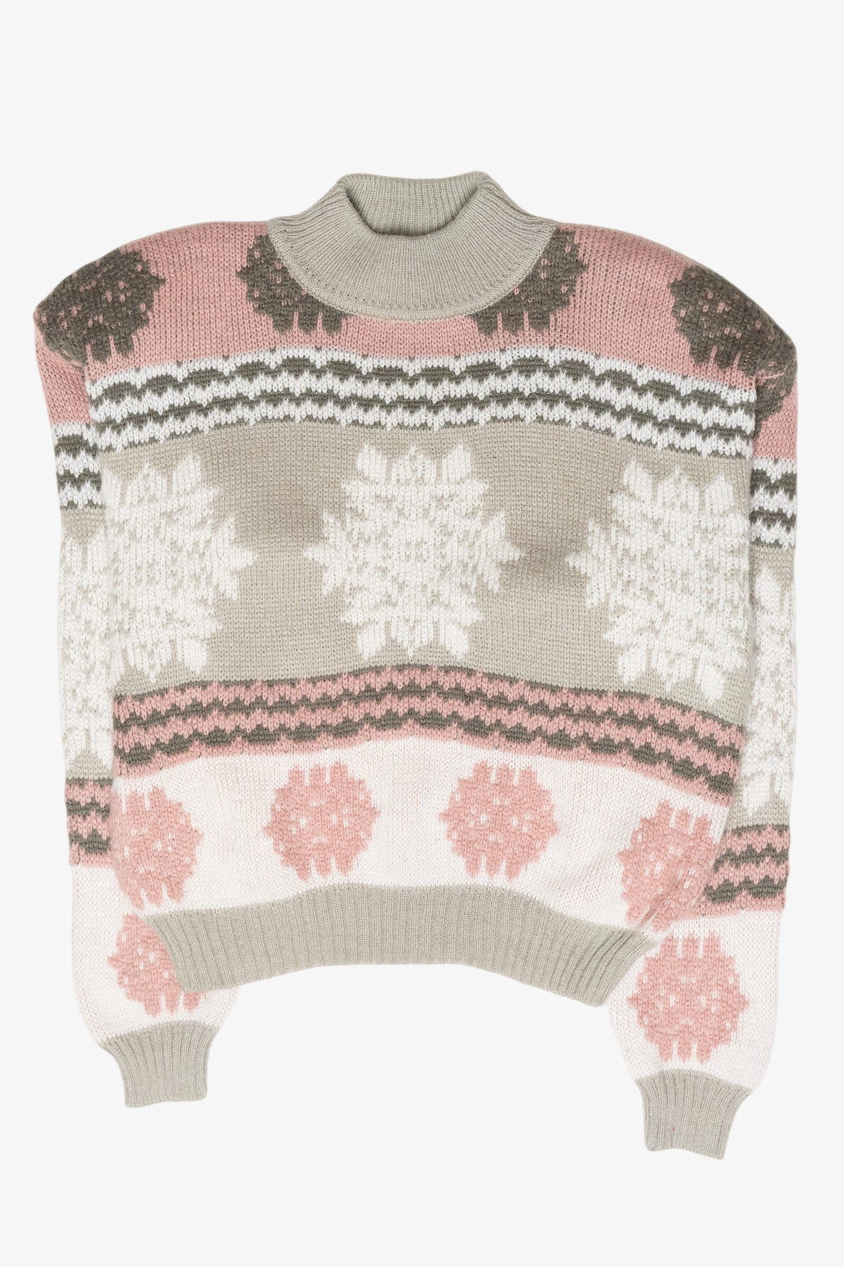 Tarazzia Pink Snowflake Vintage Fair Isle Sweater (1980s)